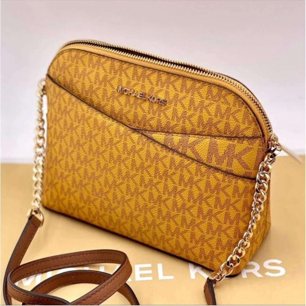 New Michael Kors Dome Crossbody Bag Marigold - Picture 1 of 11